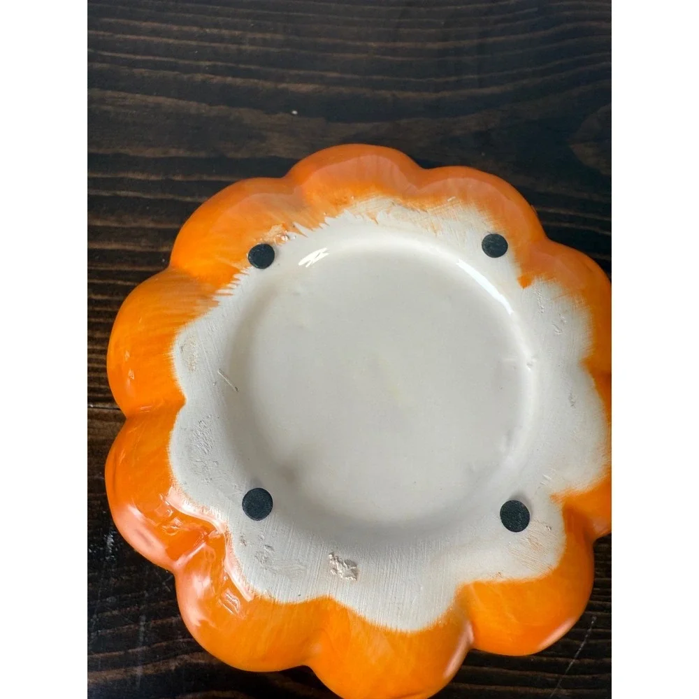 Ceramic Pumpkin‎ Candy Dish with Lid Halloween Decor Jack O Lantern Decoration